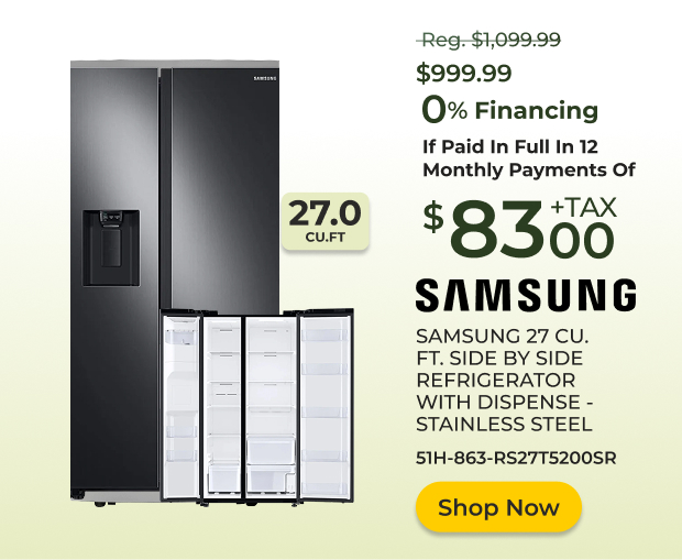 Samsung 27 CU.FT. Side by Side Refrigerator