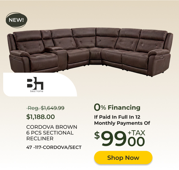 Cordova Brown 6 PCS Sectional Recliner
