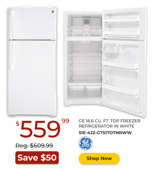 GE 16.6 CU.FT. Top Freezer Refrigerator