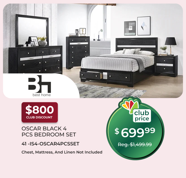 Oscar Black 4 PCS Bedroom Set
