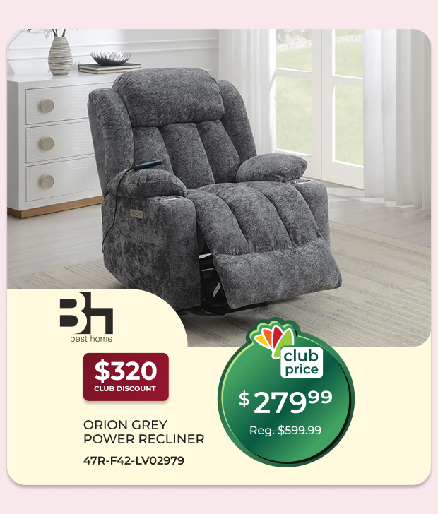 Orion Grey Power Recliner