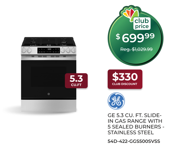 GE 5.3 CU. FT. Slide-in Gas Range
