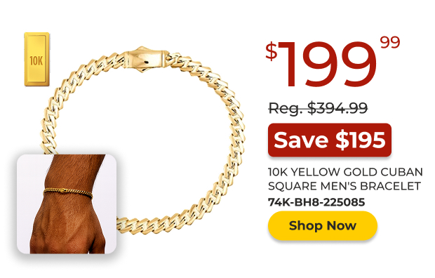 10K Yellow Gold Cuban Square Bracelet