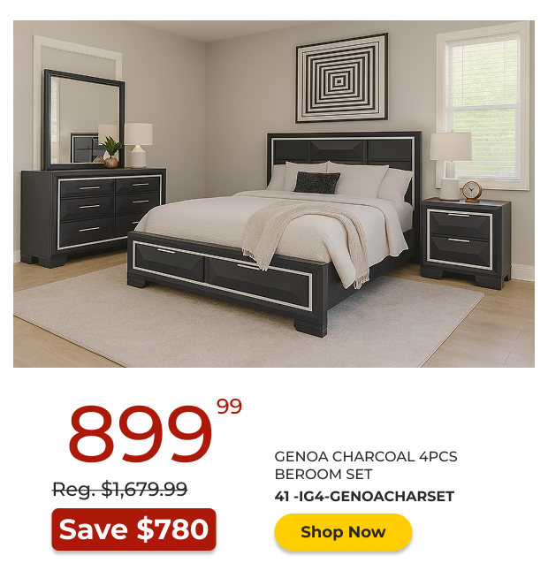 Genoa Charcoal 4PCS Bedroom Set