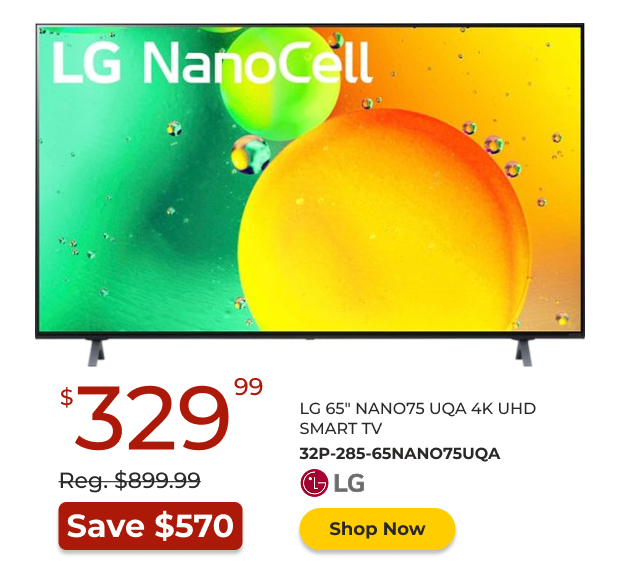 LG 65-inch Nano75 4K UHD Smart TV