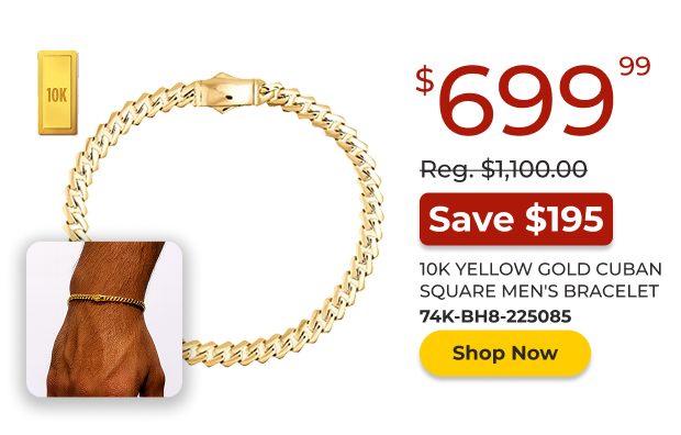 10K Yellow Gold Cuban Square Bracelet