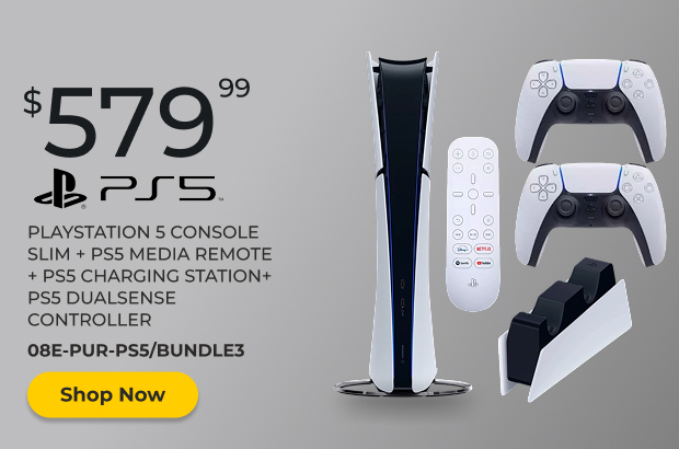 Playstation 5 Console Slim + Media Remote + Charging Station Bundle
