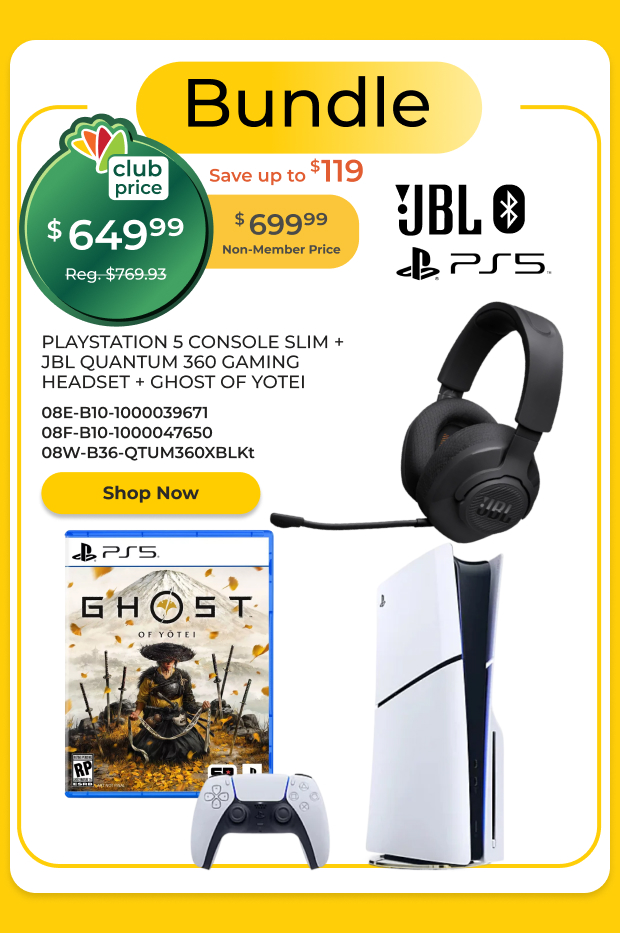 Playstation 5 Console Slim + Ghost of Yotei + JBL Quantum Bundle