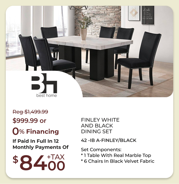 Finley White and Black Dining Set