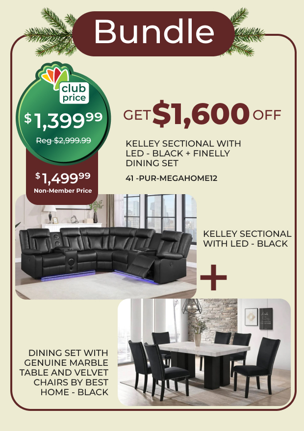 Kelley Sectional + Marble Dining Set