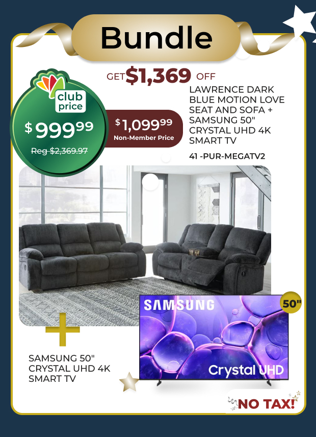 Lawrence Dark Blue Sofa Set + Samsung 50-inch HDTV