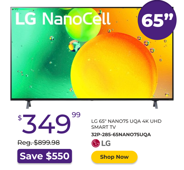 LG 65-inch Nano75 4K UHD Smart TV