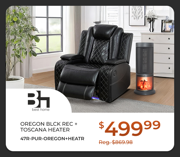 Oregon Black Recliner + Toscana Heater