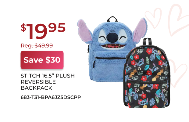 Stitch 16.5-inch plush reversible backpack