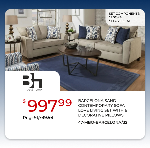 Barcelona Sand Contemporary Sofa Set