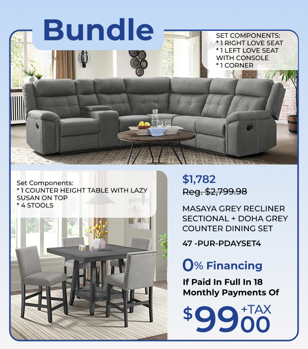 Masaya Grey Recliner + Dining Set Bundle