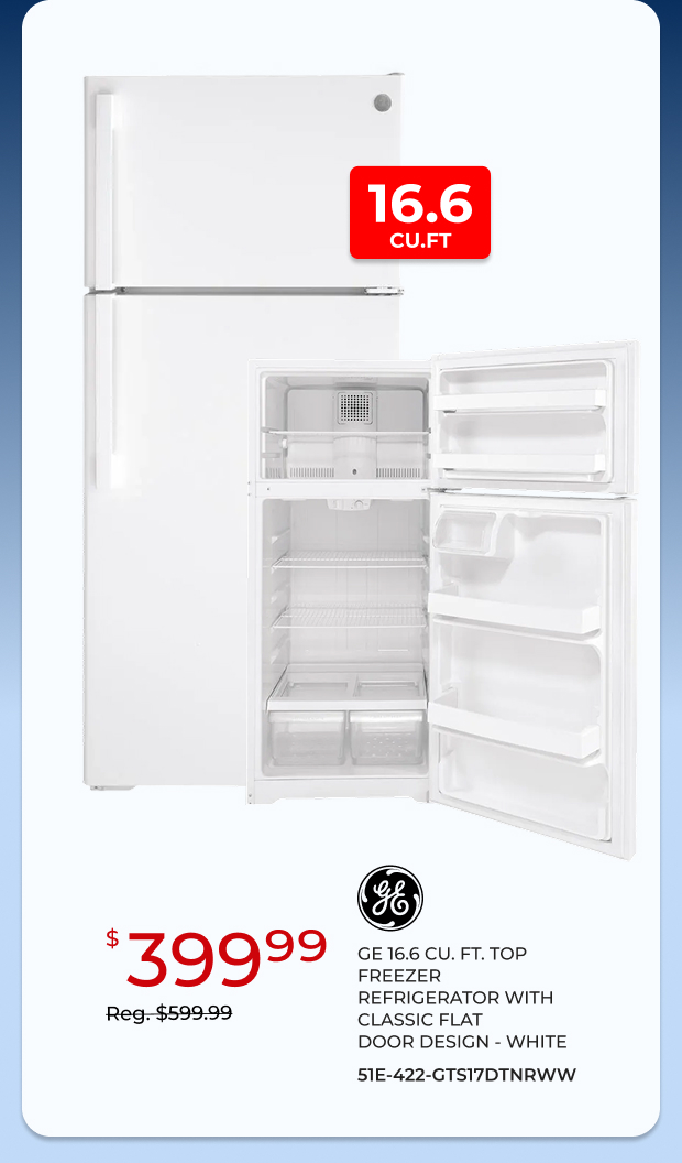 GE 16.6 CU.FT Top Freezer Refrigerator