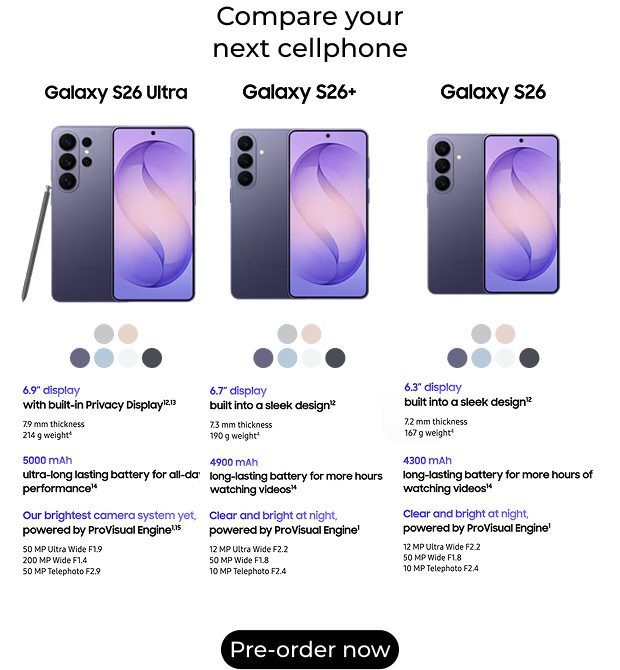 Samsung Galaxy S26 | S26+ | S26 Ultra