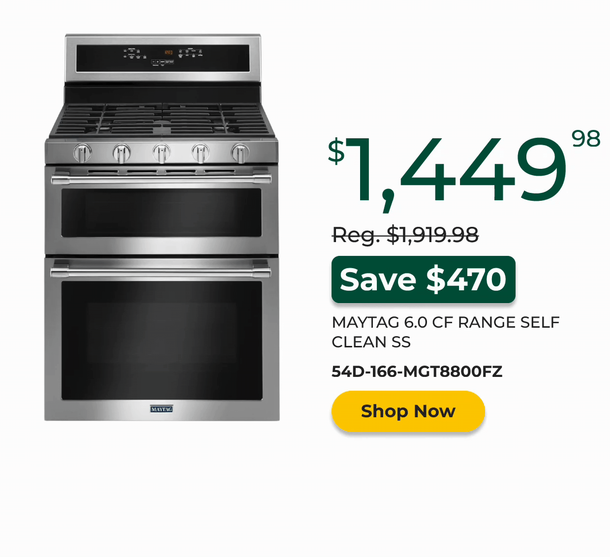 Maytag 6.0 CU.FT. Range Self Clean Stainless Steel
