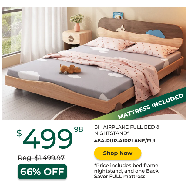 BH Airplane Full Bed & Night Stand