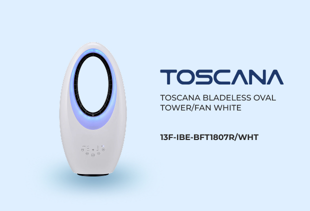 Toscana Bladeless Oval Tower Fan - White