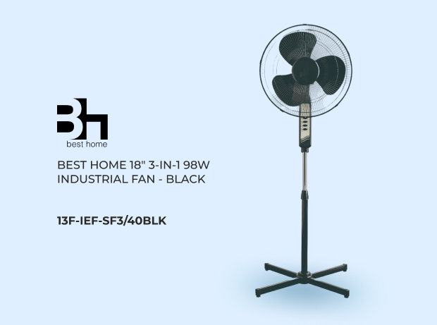 Best Home 16" 3-Speed Standing Fan - Black