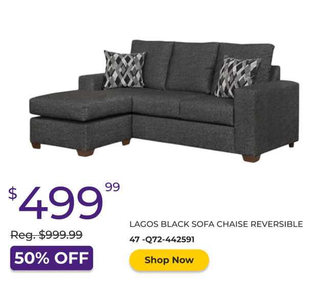 Lagos Black Sofa Chaise Reversible