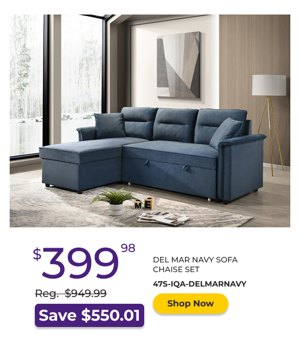 Del Mar Navy Sofa Chaise Set