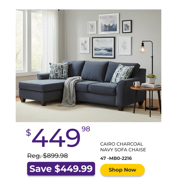 Cairo Charcoal Navy Sofa Chaise