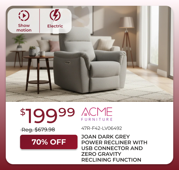 Joan Dark Grey Power Recliner