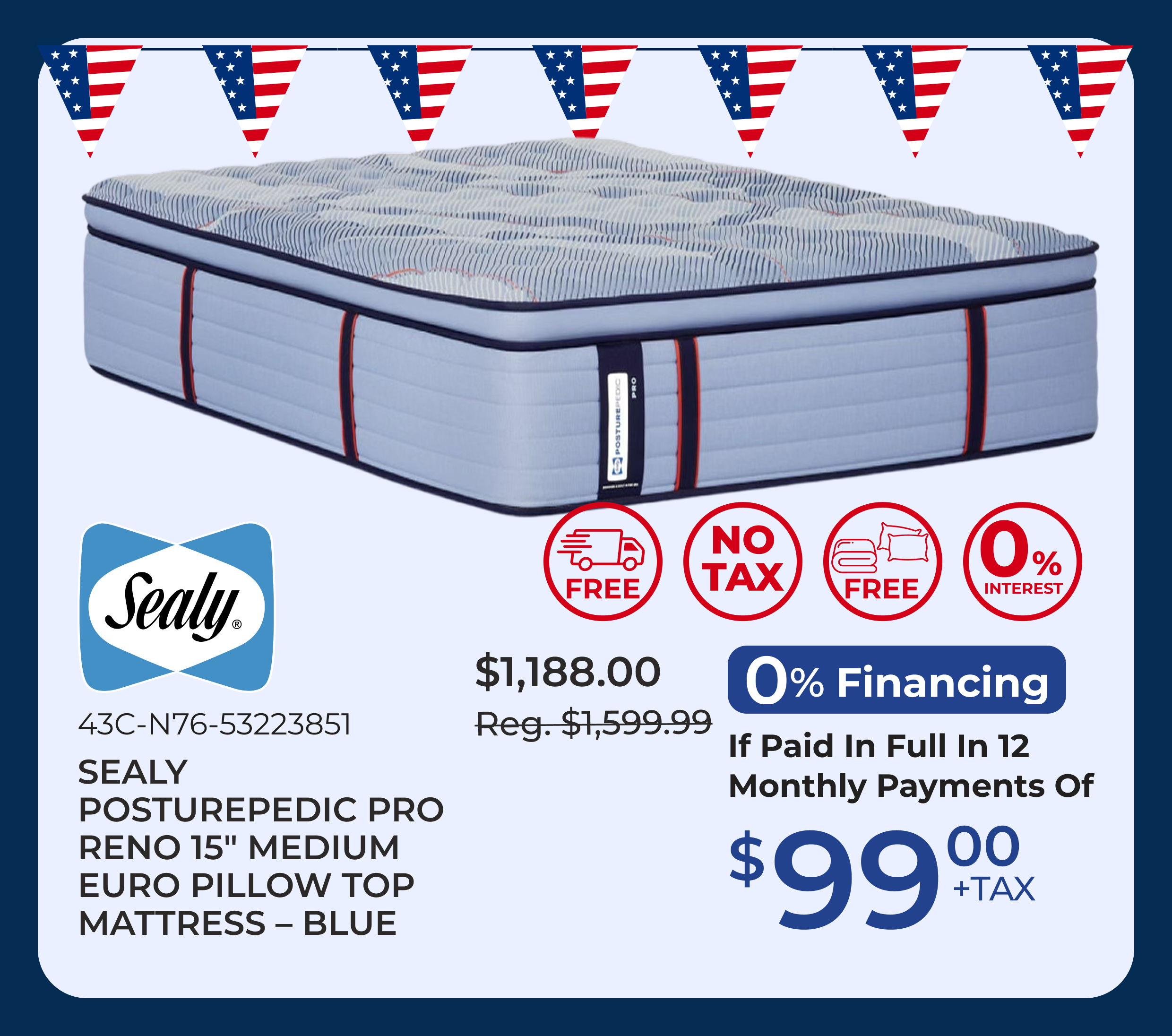 Sealy Posturepedic Pro Reno 15-inch Euro Pillow Top Mattress