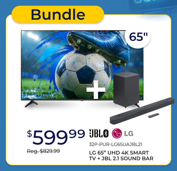 LG 65-inch UHD 4K Smart TV + JBL Sound Bar