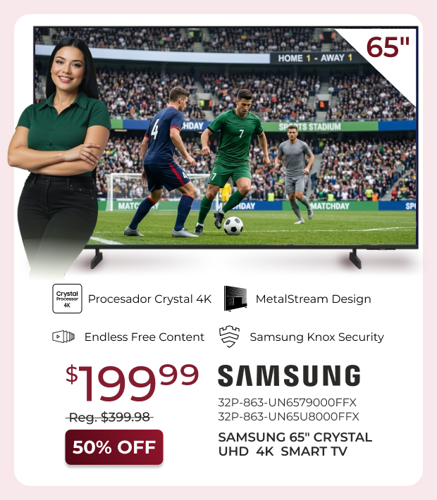 Samsung 65-inch Crystal UHD 4K Smart TV