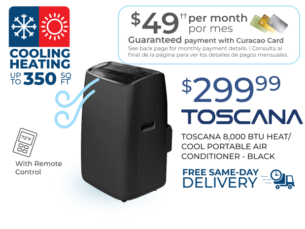 Toscana 8,000 BTU Portable Heater & Air Conditioner - Black