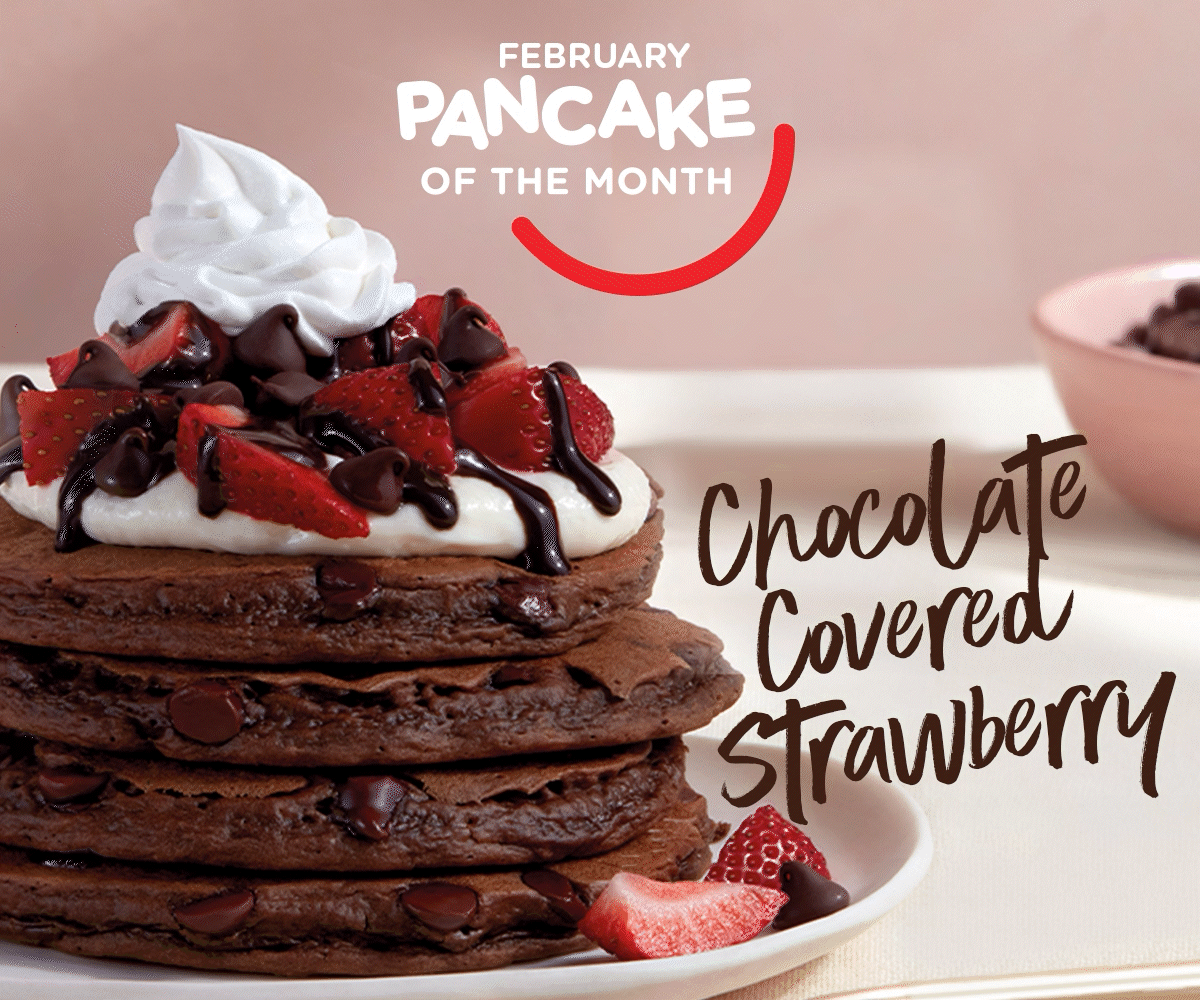 FEBRUARY PANCAKE OF THE MONTH: CHOCOLATE COVERED STRAWBERRY