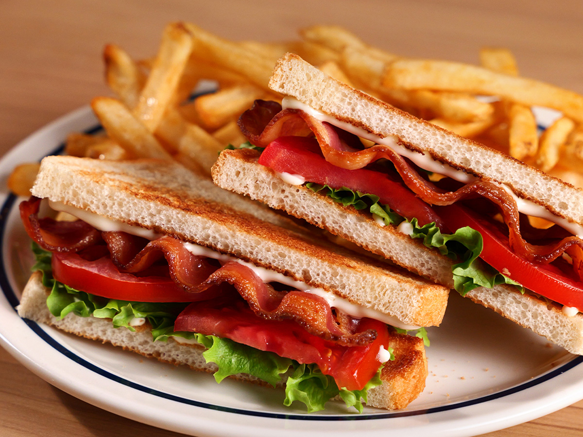 The Value Menu BLT on a plate with fries