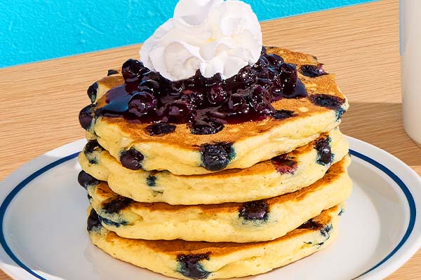 Plated version of the Double Blueberry Pancake