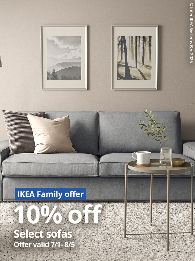 IKEA Family offer 10% off select sofas offer valid 7/1 - 8/5