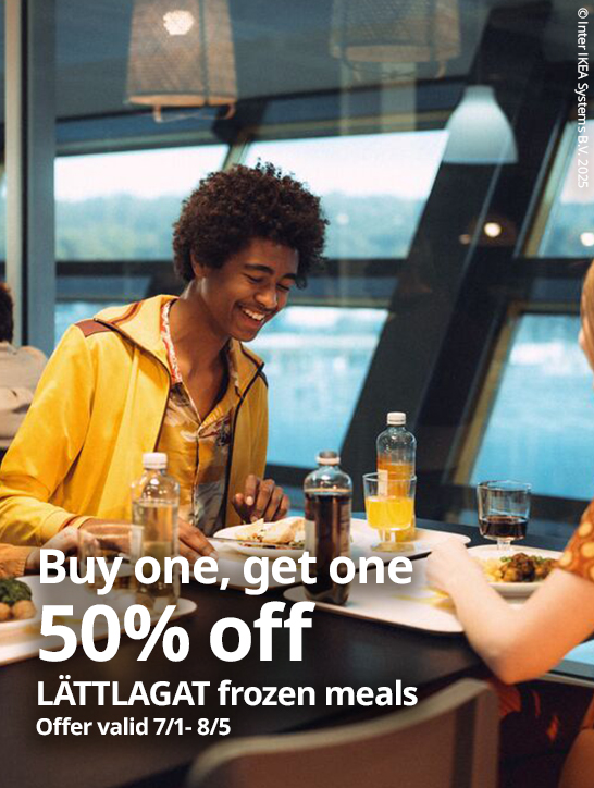 Buy one, get one 50% off LATTLAGAT frozen meals Offer valid 7/1 - 8/5