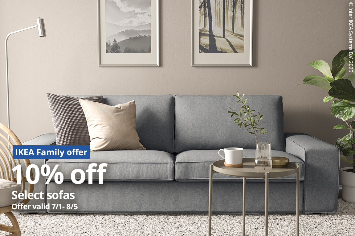 IKEA Family offer 10% off select sofas Offer valid 7/1 - 8/5 