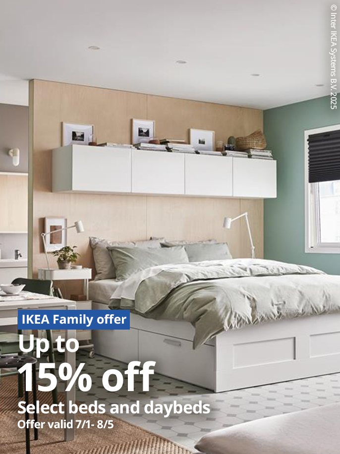 IKEA Family offer Up to 15% off select beds and daybeds Offer valid 7/1 - 8/5