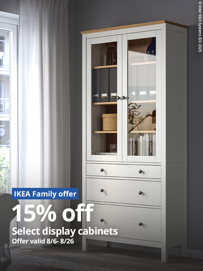 15% off select display cabinets