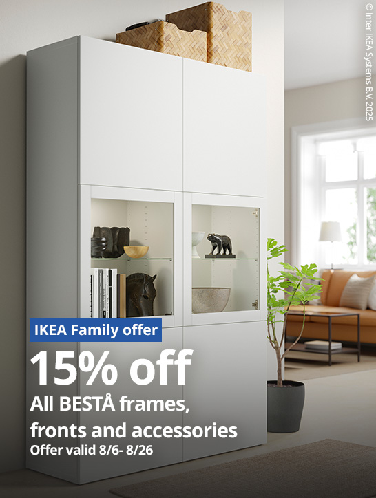 15% off all BESTÅ frames and fronts