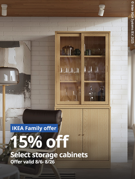 15% off select storage cabinets