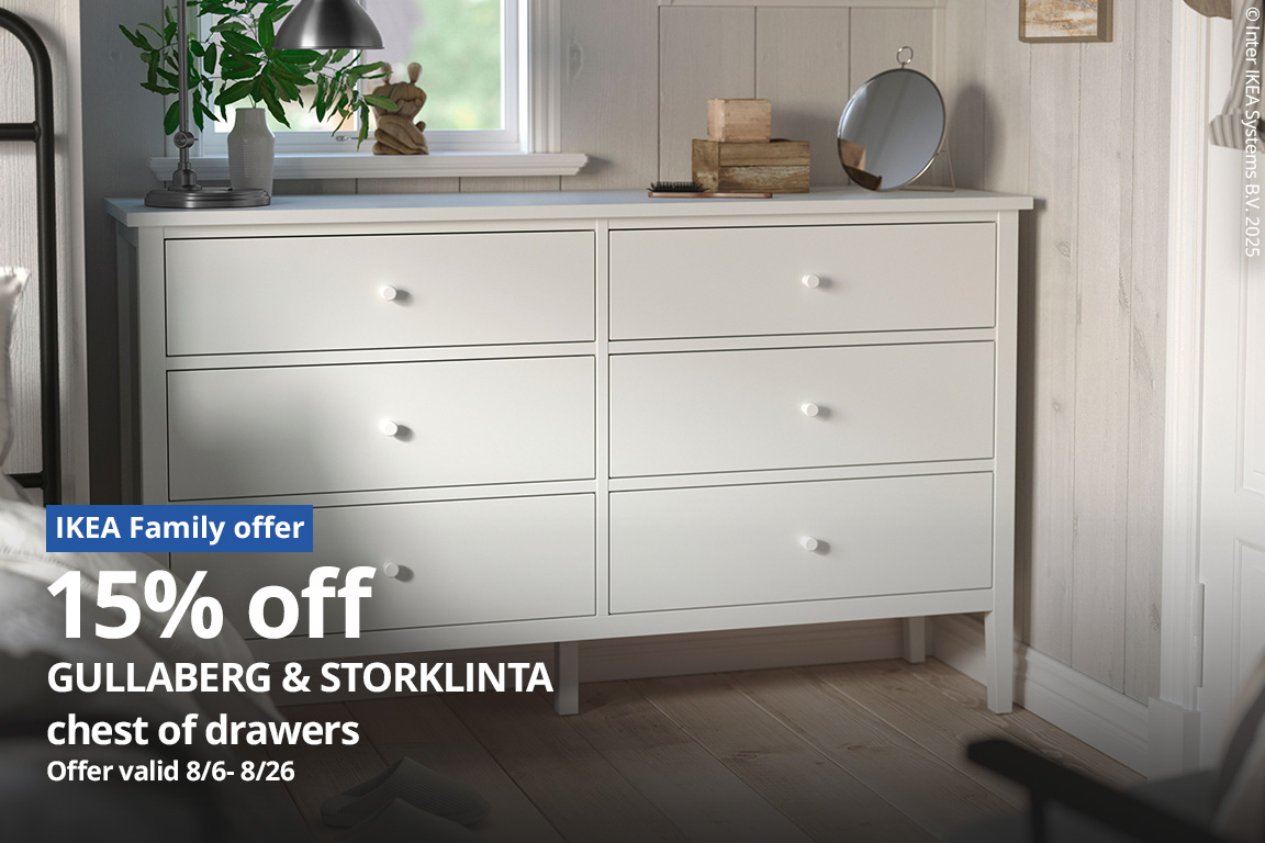 15% off select GULLABERG & STORKLINTA chest of drawers
