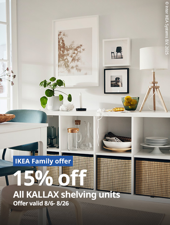 15% off all KALLAX shelving units