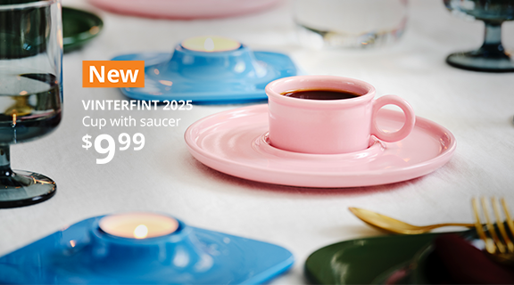 pink cup with saucer