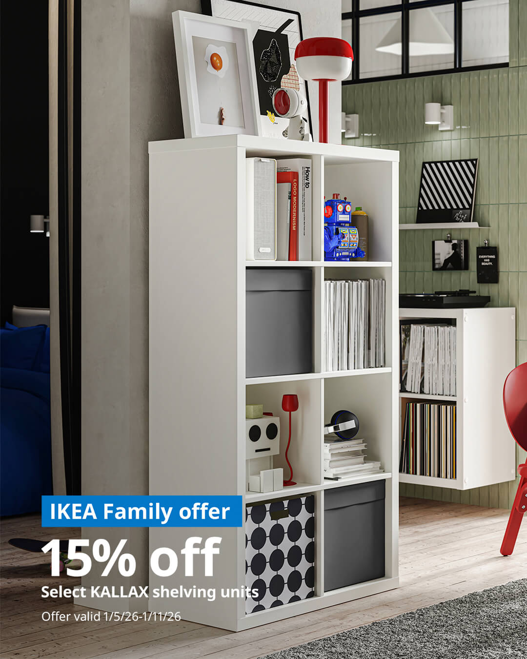 15% off select KALLAX shelving units