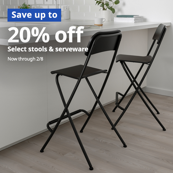Bar folding stools, black. Save up to 20% off select stools and serveware. 
