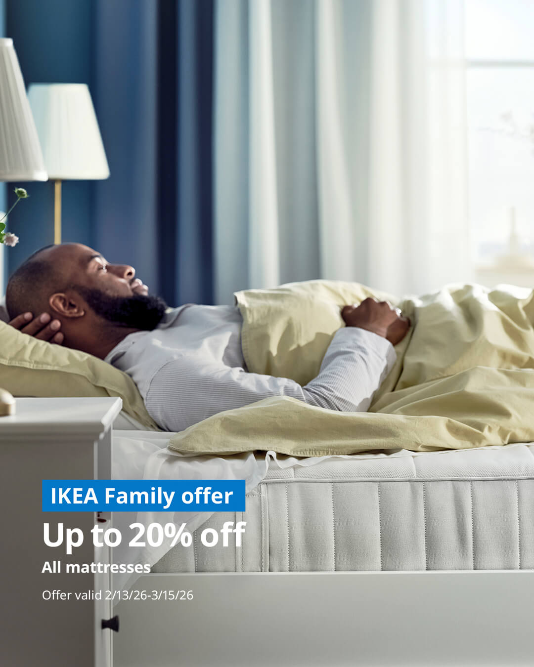 Man lying on IKEA mattress